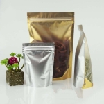 ถุงซองซิปล็อคตั้งได้หน้าใสพื้นทองหลังเงิน