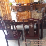 ⭐ โต๊ะทานอาหาร ทรงรูปไข่ ฝังมุก 6 ที่นั่ง ยาว 157 x กว้าง 112 ซม.