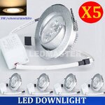X5 สุดคุ้ม !! เเพ็ค 5 ชิ้น LED DOWNLIGHT 3W โคมไฟดาว์นไลท์ โคมไฟตกเเต่งเพดาน โคมไฟฝังฝ้า โคมไฟส่องเฉพาะจุด 3W เเสงวอร์มไวท์ รุ่นขอบเงิน พร้อมหม้อเเปลง ติดตั้งใช้งานได้ทันที จำนวน 5 ชิ้น