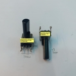 โวลุ่มB300Kมีสวิทช์,ขายโวลุ่มมีสวิทช์300KBแกนพลาสติกสีดำโวลุ่มมีสวิทช์แกน+เกลียวยาว26มม.ตัวอ้วน24มม.3ขายาวลงปริ้นยี่ห้อALPHA