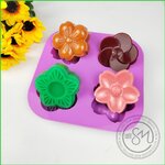 แม่พิมพ์ดอกไม้คละลาย ขนาด70กรัม 4ช่อง :008036