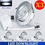 X3 สุดคุ้ม !! เเพ็ค 3 ชิ้น LED DOWNLIGHT 3W โคมไฟดาว์นไลท์ โคมไฟตกเเต่งเพดาน โคมไฟฝังฝ้า โคมไฟส่องเฉพาะจุด 3W เเสงขาว รุ่นขอบเงิน พร้อมหม้อเเปลง ติดตั้งใช้งานได้ทันที จำนวน 3 ชิ้น