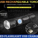 LED FLASHLIGHT USB CHARGE MINI ไฟฉายแรงสูงสว่างเบอร์เเรง ซูมได้ 4เท่า ปรับโหมดได้ 3 โหมด ชาร์ตด้วยUSB สะดวกพกพาสำหรับติดรถติดบ้าน เดินป่า เดินทาง ไฟสำรอง ใช้เป็น Power Bank สำรองได้ เเสงขาว จำนวน 1 ชิ้น