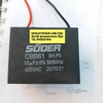 C10UF450VACรุ่นCBB61ยี่ห้อSODERคาปาซิสเตอร์คอนเดนเซอร์เหลี่ยมดำขนาดกว้าง50MMสูง39MMหนา28MMราคาตัวละ