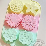 แม่พิมพ์ดอกไม้คละลาย 6ช่อง ขนาด45-55กรัม