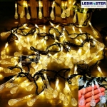 ไฟคริสมาส ไฟปีใหม่ ไฟประดับตกเเต่ง ทรงใสหยดน้ำขนาดใหญ่ จำนวน 100 LED ความยาว 9 เมตร ( หลอดยาว 9 CM ) สายสีดำ งานดี ทนทาน เเสงwarmwhite วอร์มไวท์ ใช้สำหรับเป็นไฟเเฟนซีประดับอาคาร ไฟประดับต้นไม้ ไฟประดับต้นคริสมาส ไฟประดับปีใหม่ ไฟงานวัด ไฟเส้นตกเเต่ง