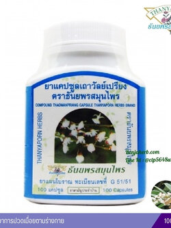 แคปซูลเถาวัลย์เปรียง ธันยพรสมุนไพร (100 แคปซูล)