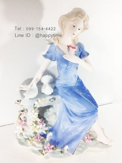 ของขวัญขึ้นบ้านใหม่ตกแต่งบ้านสวยๆ ตุ๊กตาเรซิ่นหญิงสาวนั่งเล่น