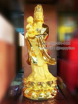 เจ้าแม่กวนอิมอุ้มเด็ก เนื้อทอง ไซส์ 9 นิ้ว