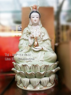ของขวัญขึ้นบ้านใหม่เสริมศิริมงคล เจ้าแม่กวนอิมนั่งบนดอกบัว