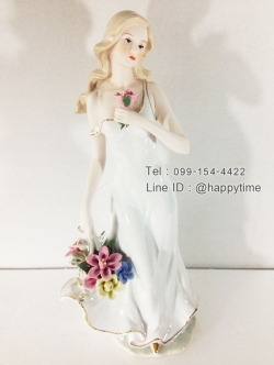 ของขวัญขึ้นบ้านใหม่ประดับบ้านสวยๆ ตุ๊กตาเรซิ่นหญิงสาวถือดอกไม้