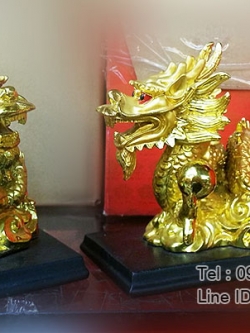 ของขวัญวันขึ้นบ้านใหม่ มังกรเหยียบเมฆสีทอง 1 คู่ ขนาด 6 นิ้ว