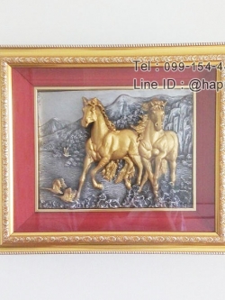 ของขวัญขึ้นบ้านใหม่ตกแต่งบ้านเสริมศิริมงคล รุ่นม้าสีทองกรอบทอง