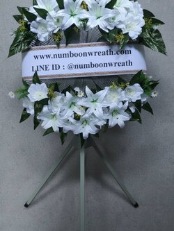 พวงหรีดพัดลมอุตสาหกรรม_ใบพัด24นิ้ว โทนขาว