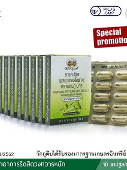 ยาแคปซูลผสมเพชรสังฆาต ตราอภัยภูเบศร ขนาดบรรจุ 10 แคปซูล (แผง) 10 แผง