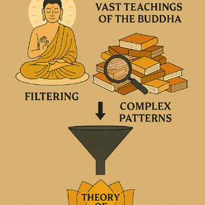 การกลั่นกรองแบบจำลองที่ซับซ้อนทฤษฎีรูปแบบการพูดและปริมาณมหาศาลของคำสอนของพระพุทธเจ้า